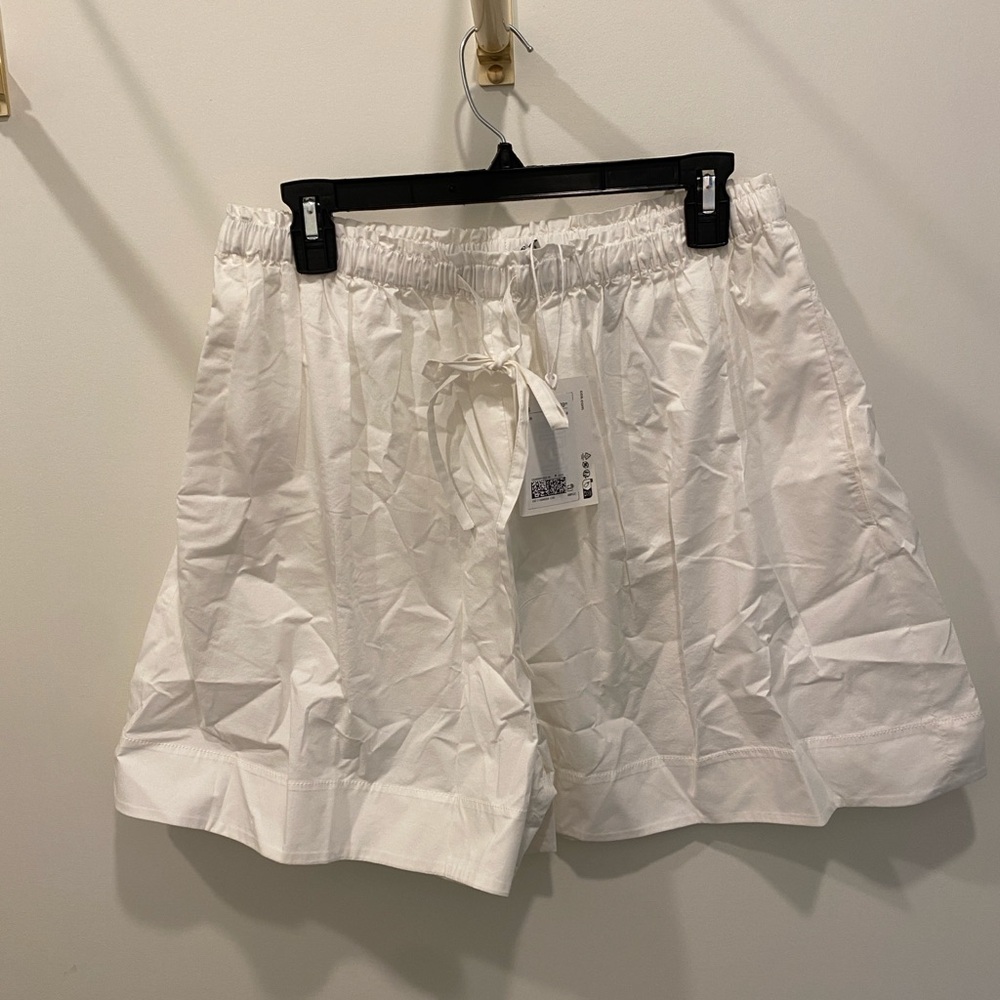 COS Women's Cream Drawstring Poplin Shorts